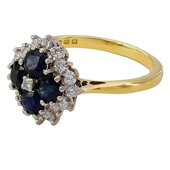 18ct gold Sapphire/Diamond Cluster Ring size O